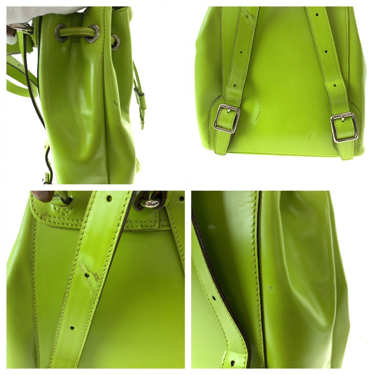 GUCCI Backpack 003 2034 0030 leather Light Green Brown SilverMetal Mini Backpack Backpack Bamboo Women Used
