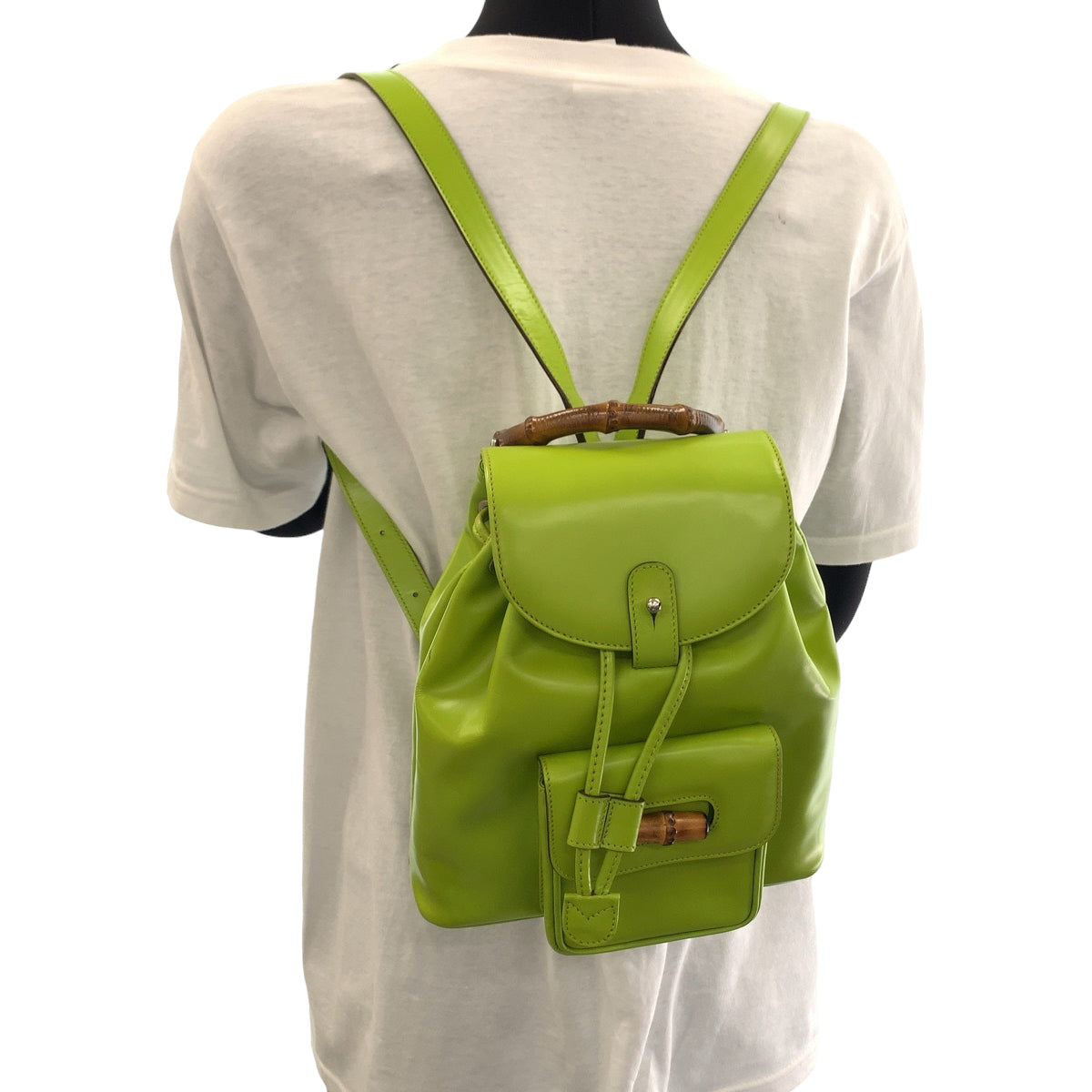 GUCCI Backpack 003 2034 0030 leather Light Green Brown SilverMetal Mini Backpack Backpack Bamboo Women Used
