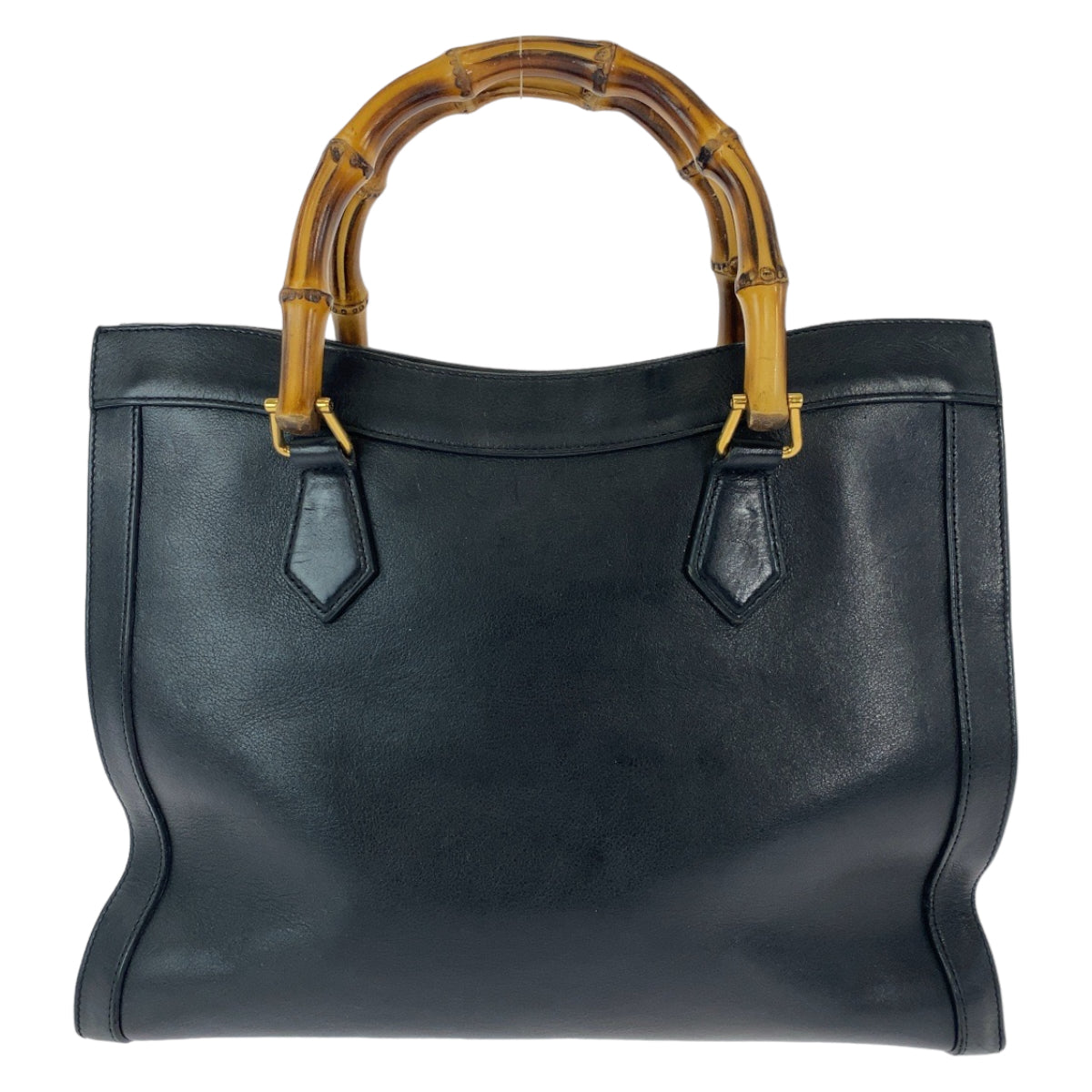 GUCCI Tote Bag 655658 leather Black GoldMetal Tote Bag Shoulder Bag Handbag 2way Bamboo Diana Women Used