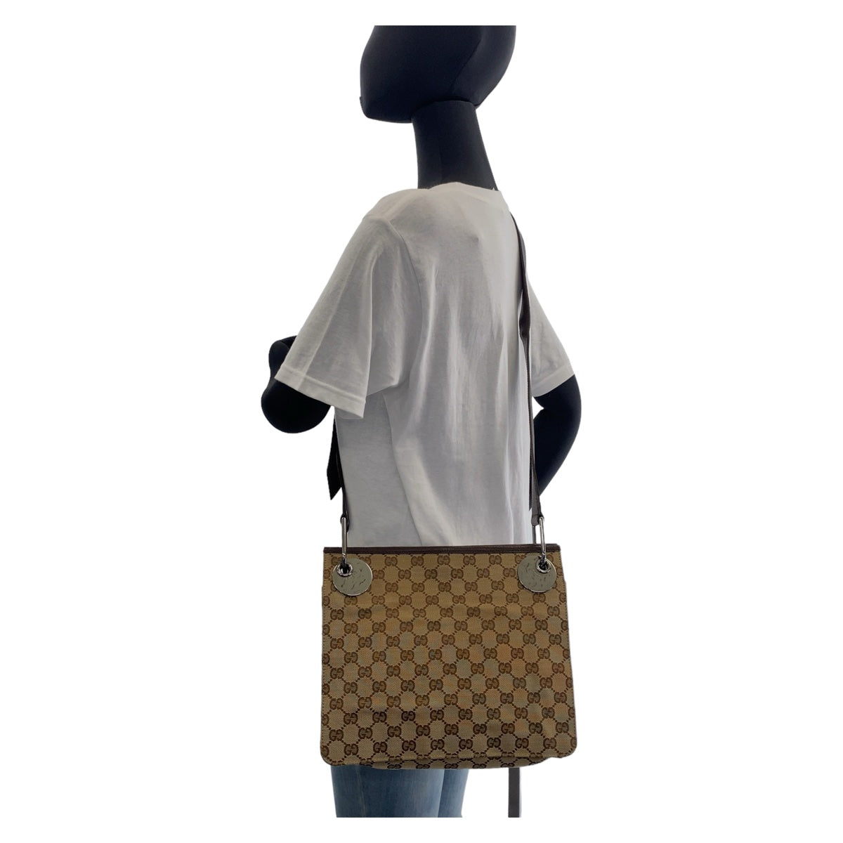 GUCCI Shoulder Bag 120841 GG canvas, leather Beige Brown SilverMetal Crossbody Shoulder Bag Messenger Bag GG pattern Women Used
