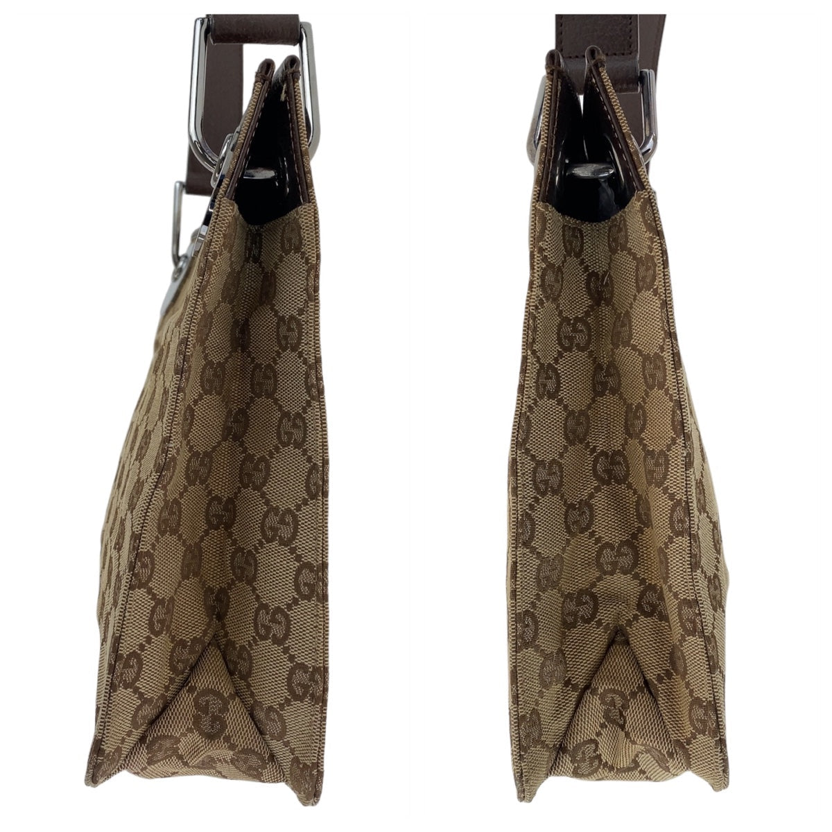 GUCCI Shoulder Bag 120841 GG canvas, leather Beige Brown SilverMetal Crossbody Shoulder Bag Messenger Bag GG pattern Women Used