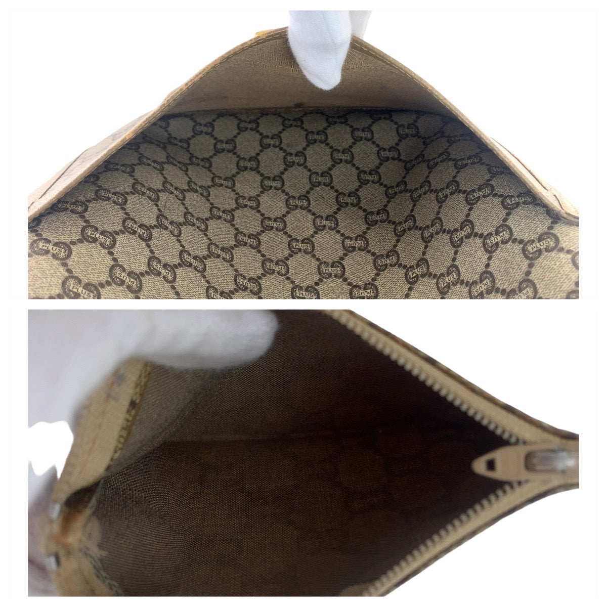 GUCCI Tote Bag GG Supreme canvas, leather Beige Gold Metal Tote Bag Shoulder Bag GG Plus Sherry Line GG Supreme Old Gucci Women Used