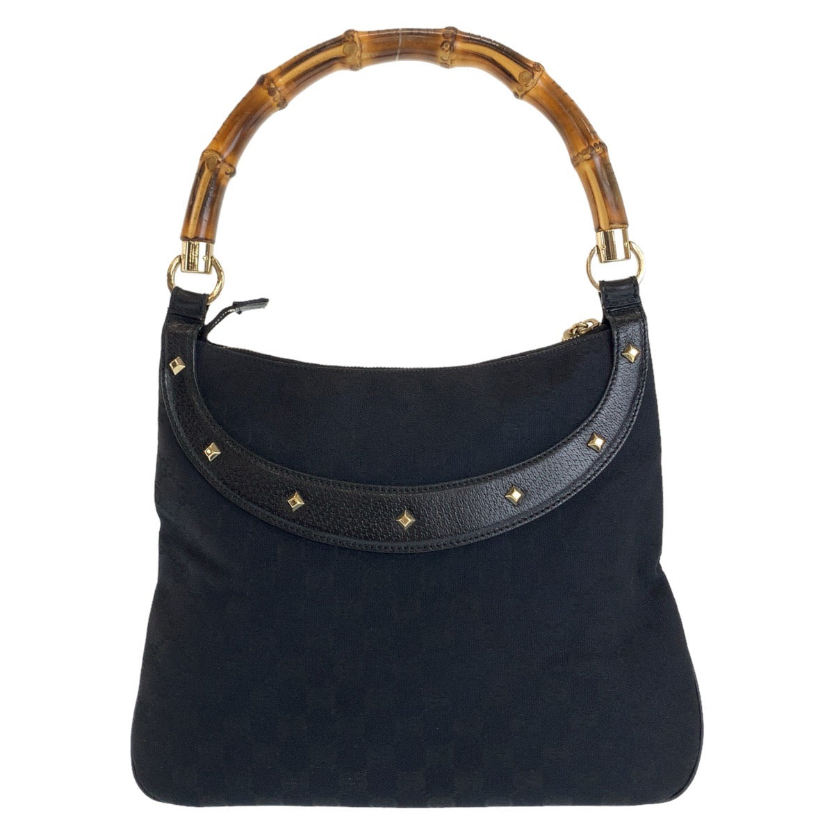 GUCCI Shoulder Bag 137379 GG canvas, leather Black GoldMetal Shoulder Bag handbag Bamboo GG pattern Women Used