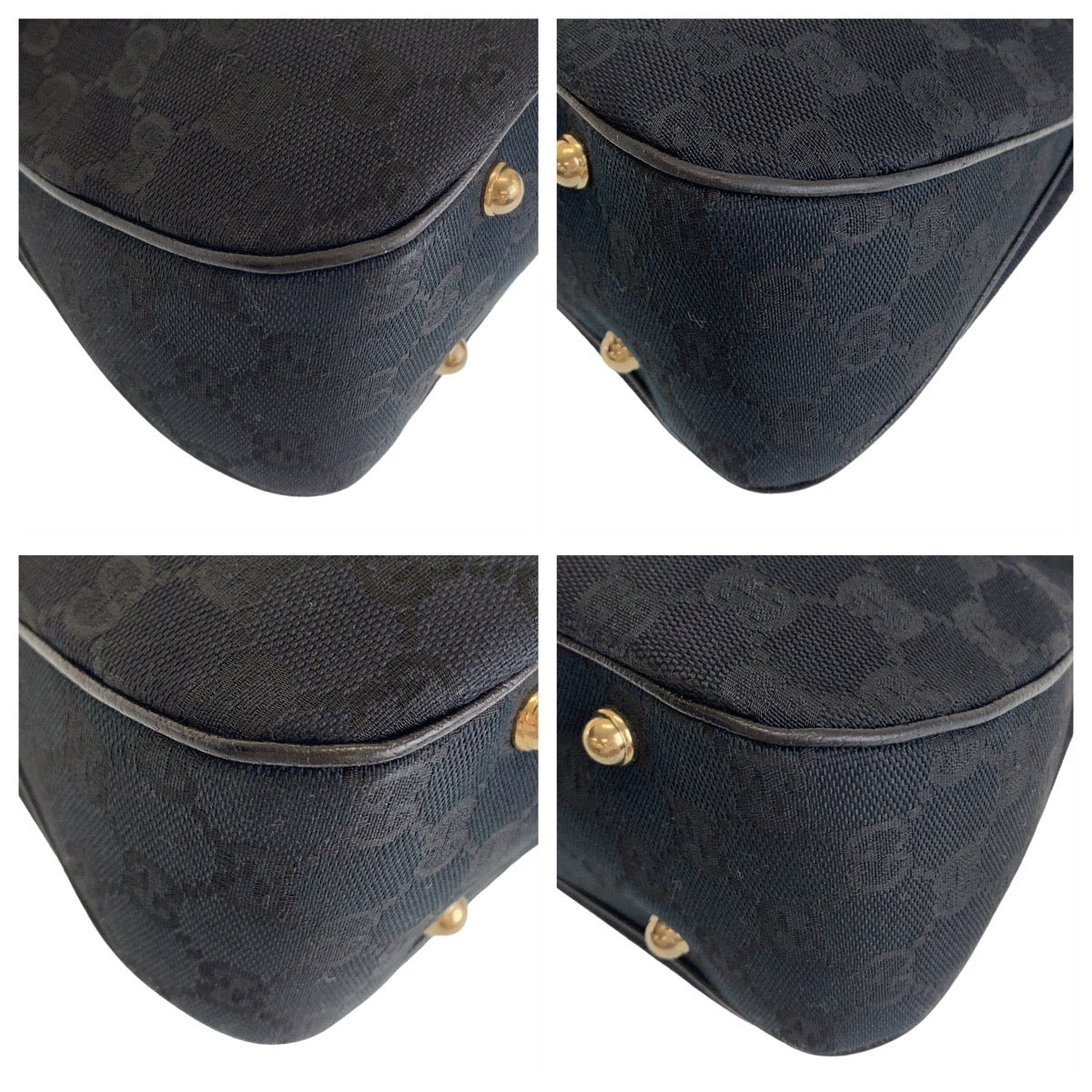 GUCCI Shoulder Bag 137379 GG canvas, leather Black GoldMetal Shoulder Bag handbag Bamboo GG pattern Women Used