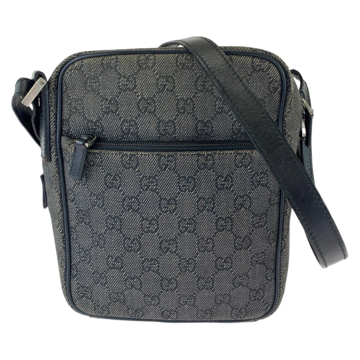 GUCCI Shoulder Bag 3136 GG canvas Grey Black SilverMetal Crossbody Shoulder Bag Pochette Women Used