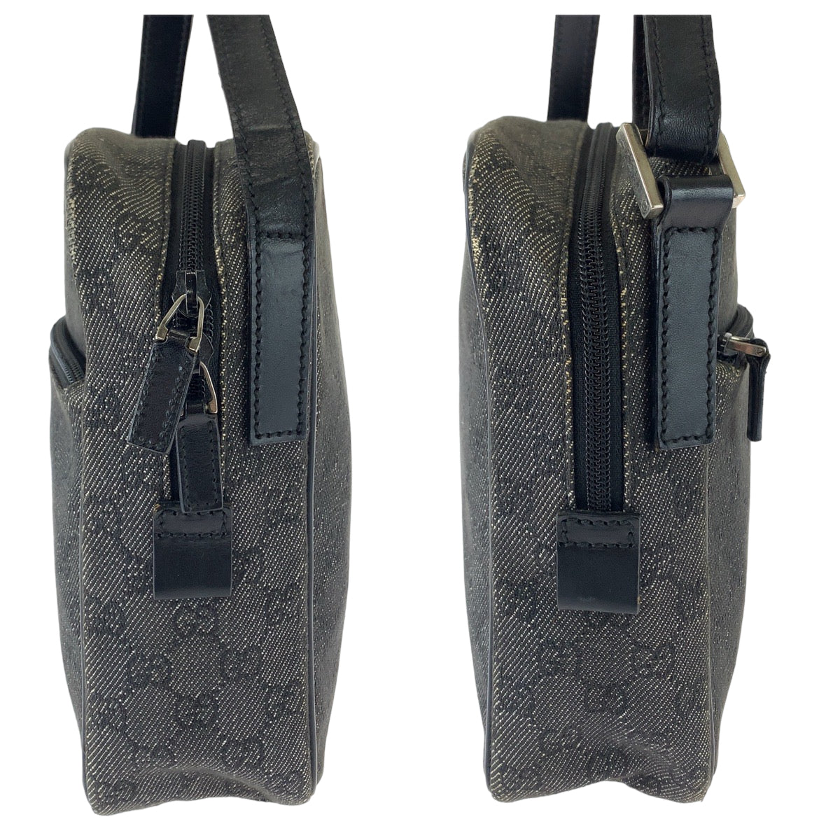 GUCCI Shoulder Bag 3136 GG canvas Grey Black SilverMetal Crossbody Shoulder Bag Pochette Women Used