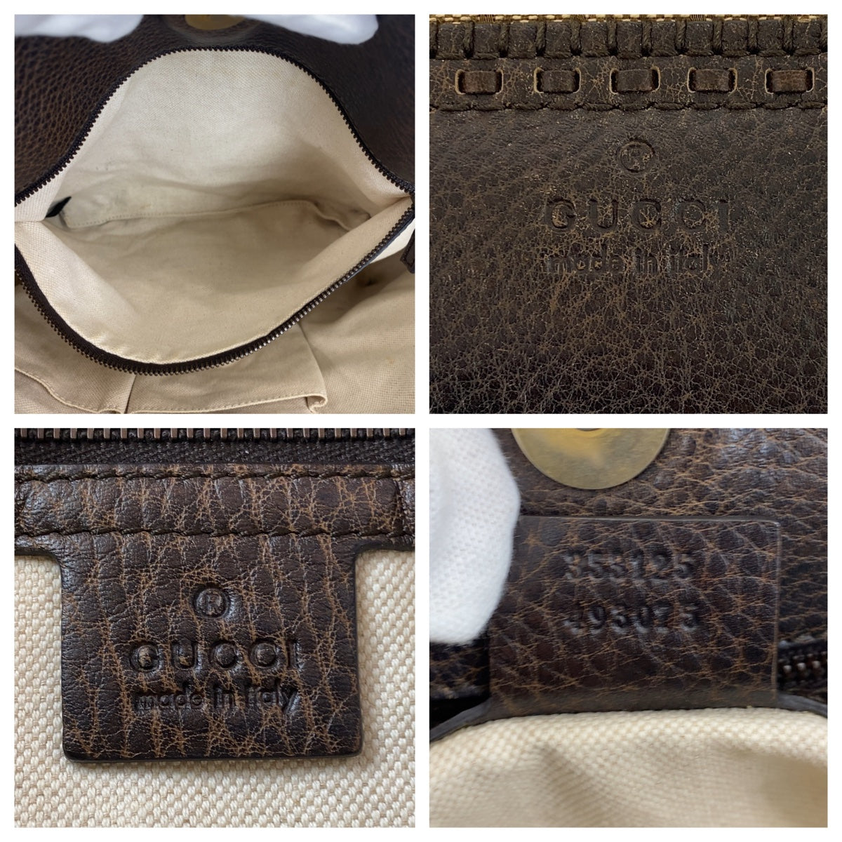 GUCCI Tote Bag 353125 GG canvas, leather Brown Gold Metal Tote Bag Shoulder Bag Handbag Bamboo Women Used