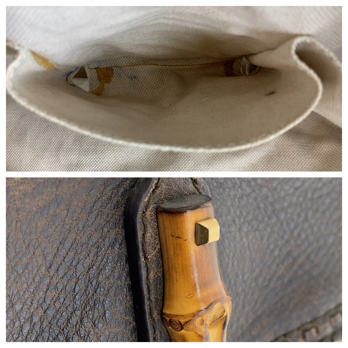 GUCCI Tote Bag 353125 GG canvas, leather Brown Gold Metal Tote Bag Shoulder Bag Handbag Bamboo Women Used