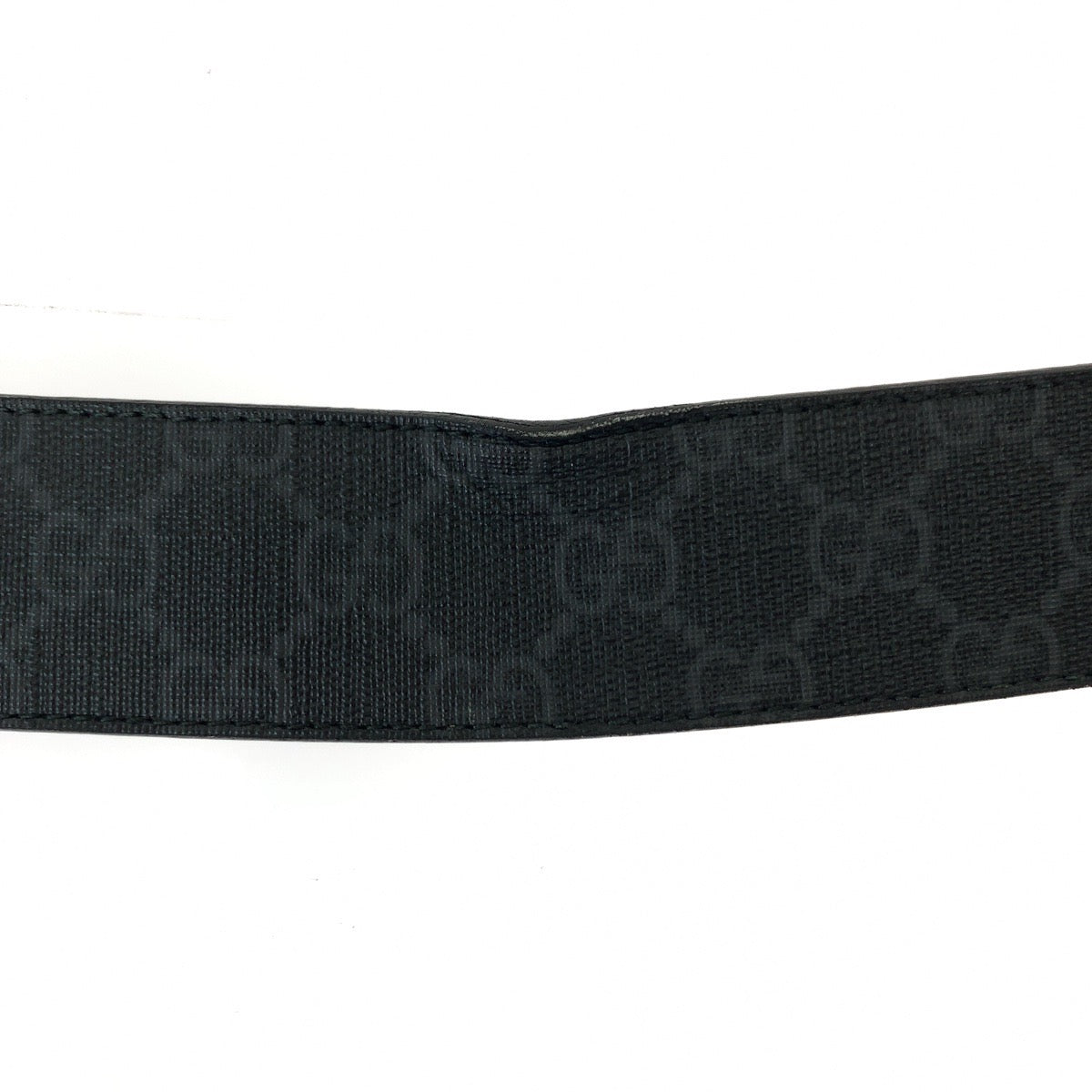 GUCCI belt 525040 GG Supreme Canvas Black Silver Metal Belt buckle Interlocking mens 34 Used