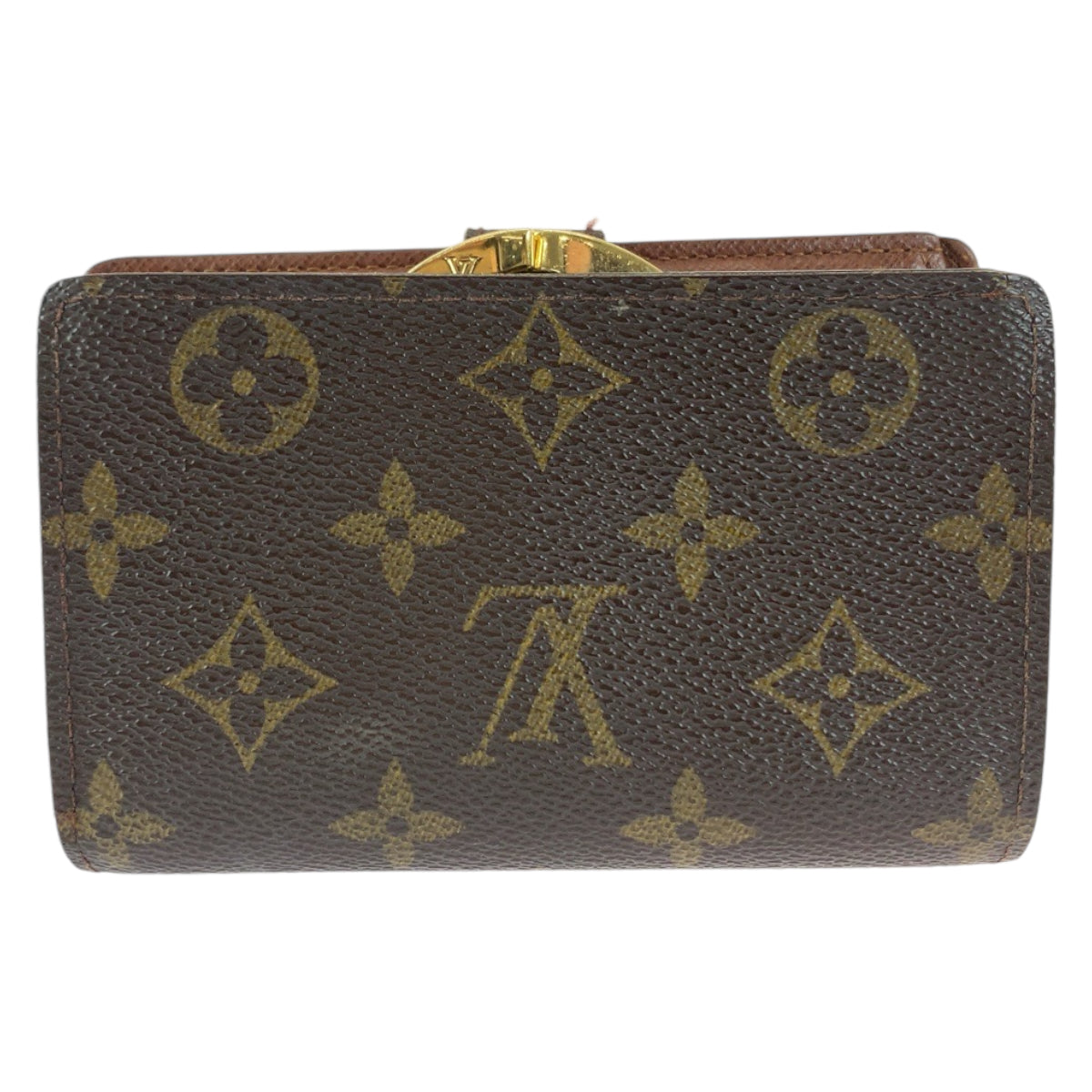 LOUIS VUITTON Bifold Wallet M61674 PVC Brown Gold Metal Purse Folding Wallet Compact Wallet Monogram Portefeuille Viennoiserie Women Used