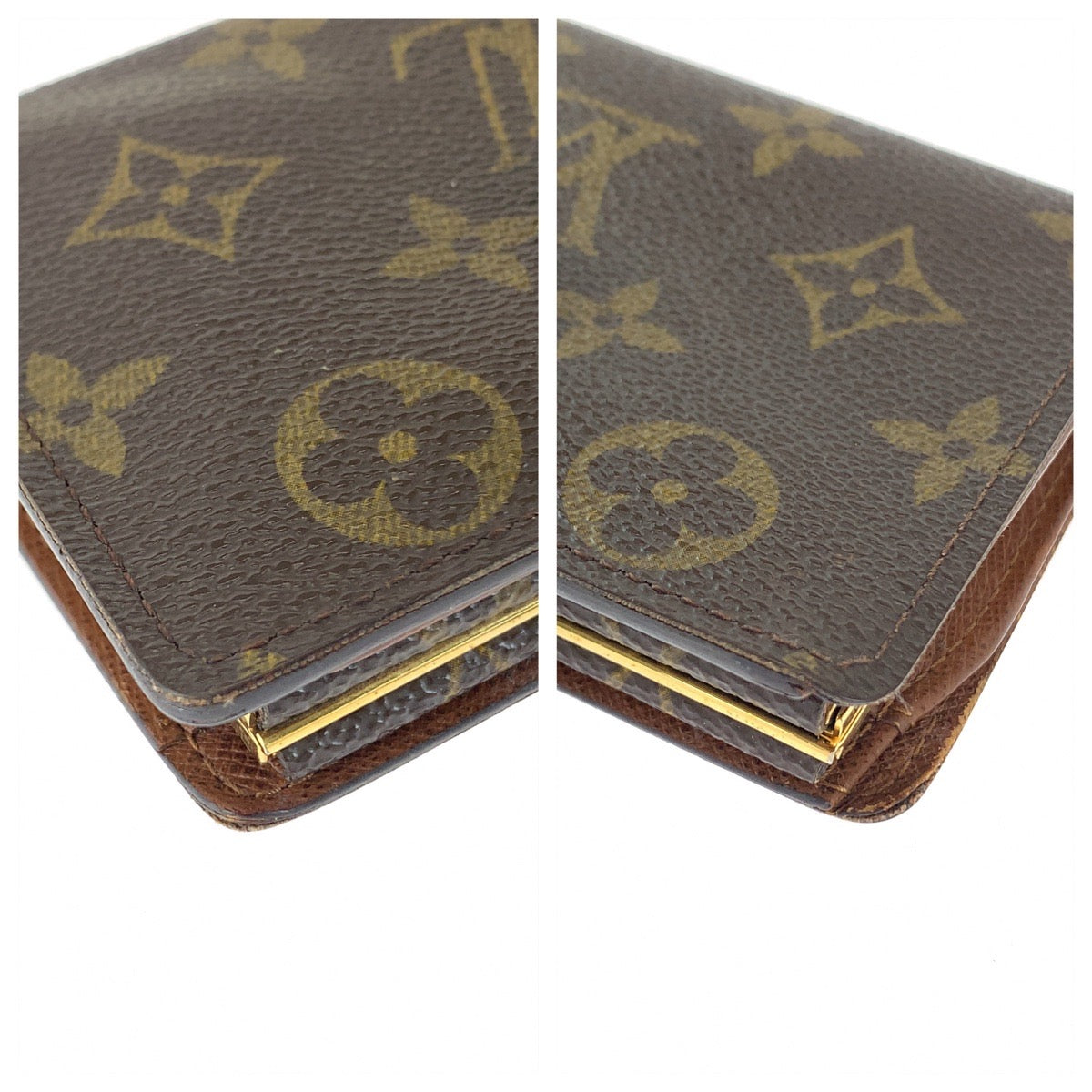 LOUIS VUITTON Bifold Wallet M61674 PVC Brown Gold Metal Purse Folding Wallet Compact Wallet Monogram Portefeuille Viennoiserie Women Used