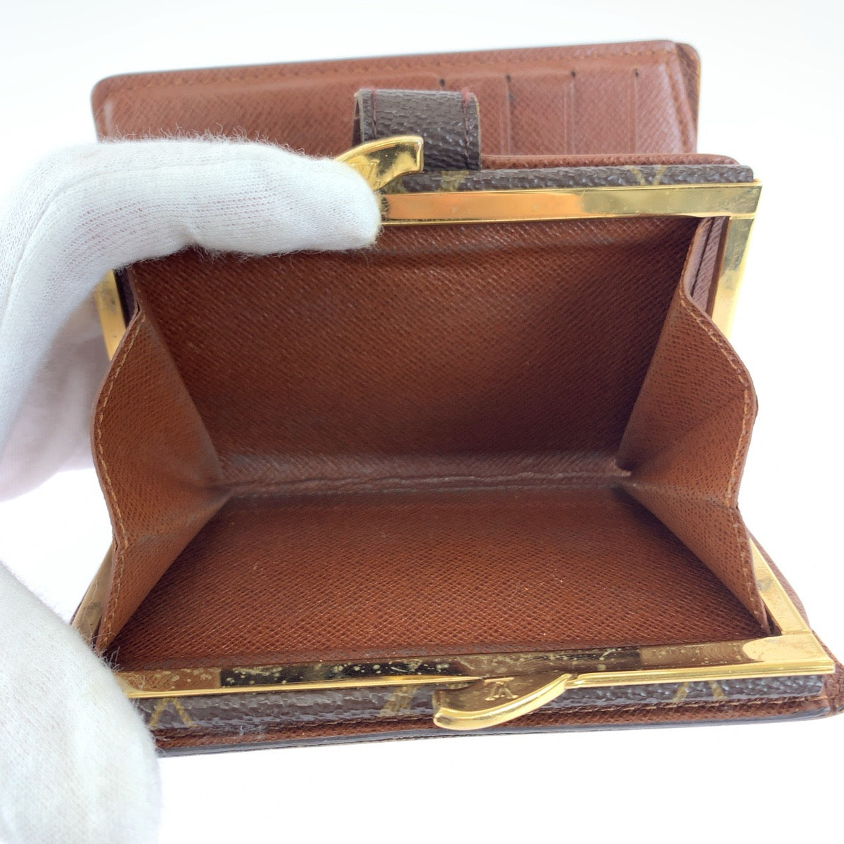 LOUIS VUITTON Bifold Wallet M61674 PVC Brown Gold Metal Purse Folding Wallet Compact Wallet Monogram Portefeuille Viennoiserie Women Used