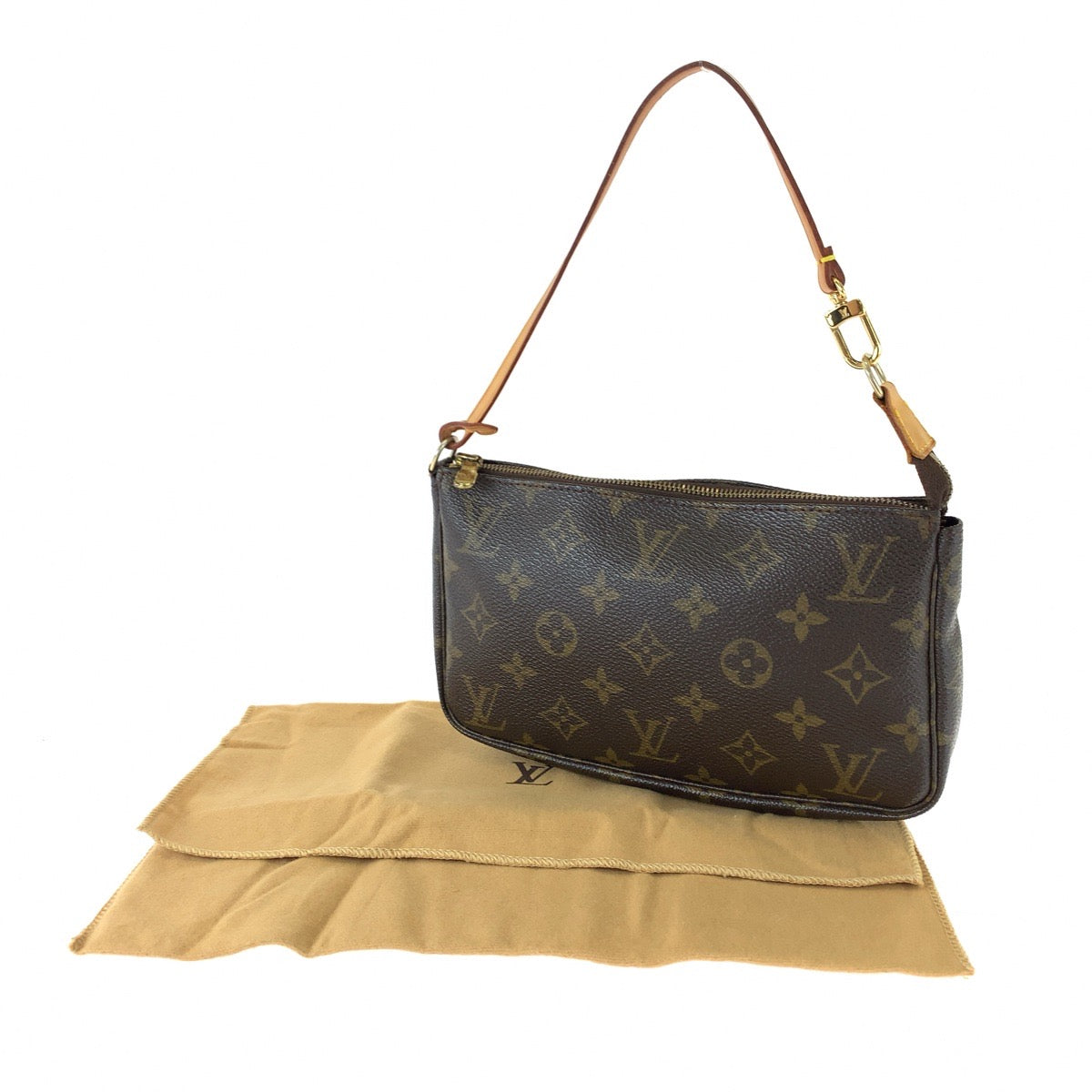 LOUIS VUITTON Handbag M40712 PVC Brown Gold Metal Handbag accessory pouch Monogram Accesspo Women Used