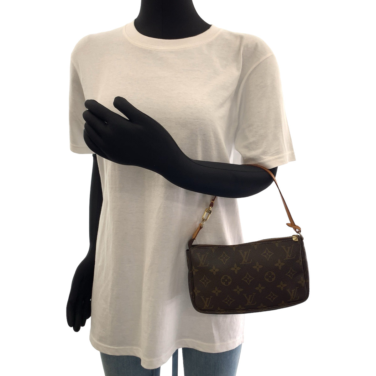 LOUIS VUITTON Handbag M40712 PVC Brown Gold Metal Handbag accessory pouch Monogram Accesspo Women Used