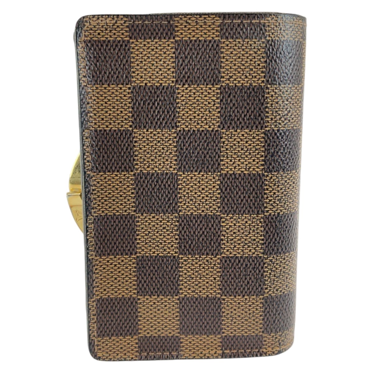 LOUIS VUITTON Bifold Wallet N61674 PVC Brown Gold Metal Purse Folding Wallet Compact Wallet Damier Ebene Portefeuille Viennoiserie Women Used