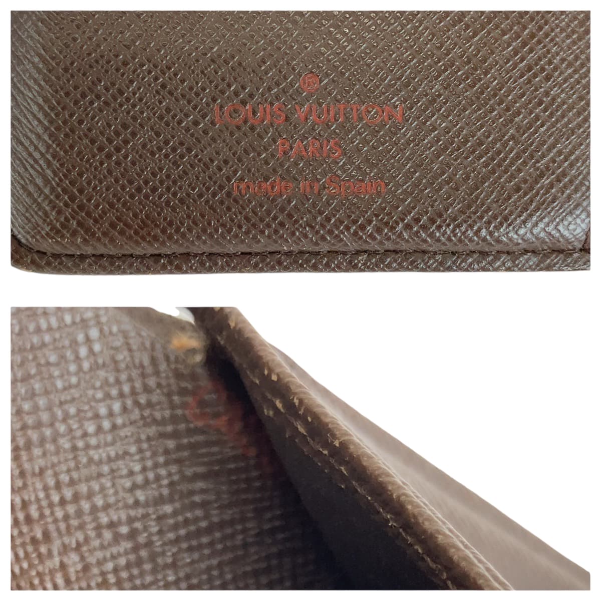 LOUIS VUITTON Bifold Wallet N61674 PVC Brown Gold Metal Purse Folding Wallet Compact Wallet Damier Ebene Portefeuille Viennoiserie Women Used
