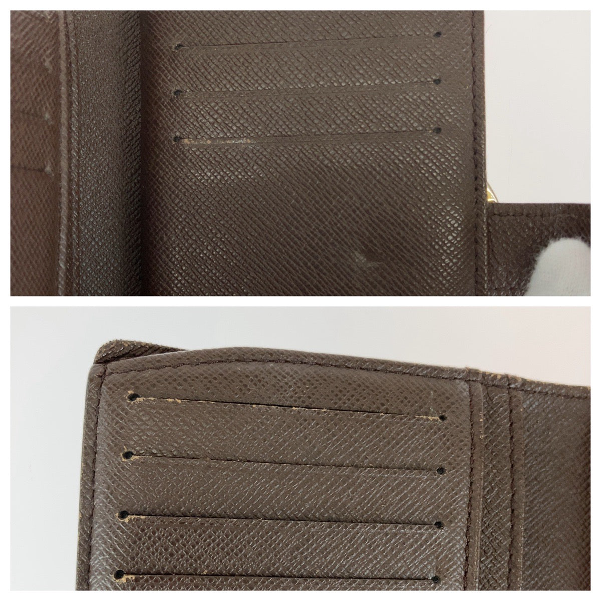 LOUIS VUITTON Bifold Wallet N61674 PVC Brown Gold Metal Purse Folding Wallet Compact Wallet Damier Ebene Portefeuille Viennoiserie Women Used