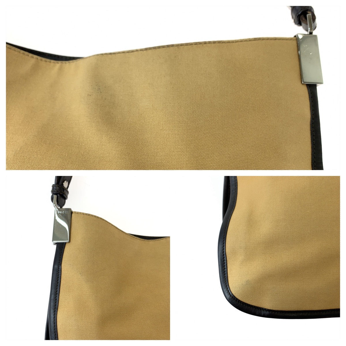 GUCCI Shoulder Bag 001 4321 canvas Beige Red Green SilverMetal Hobo One Shoulder Bag Sherry line Women Used