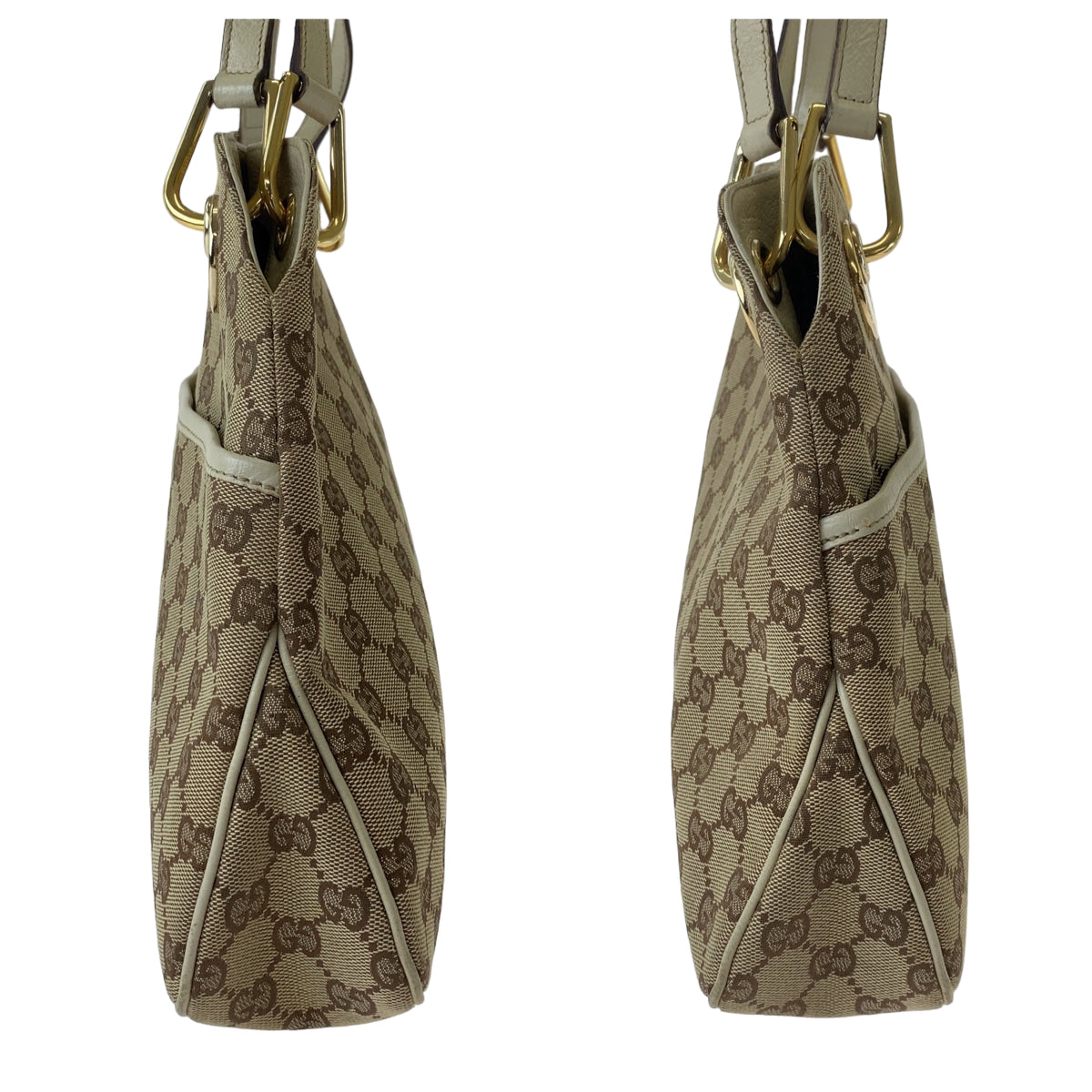 GUCCI Shoulder Bag 121023 GG canvas Beige Brown Ivory Gold Metal Shoulder Bag Tote Bag Women Used