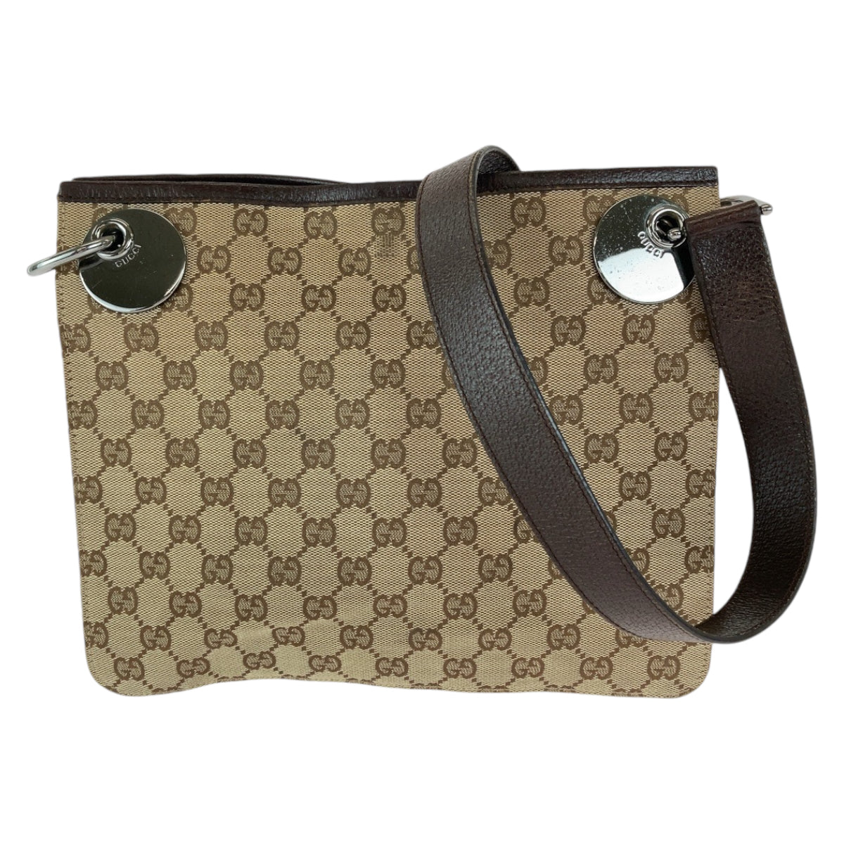 GUCCI Shoulder Bag 120841 GG canvas Brown Silver Metal Shoulder Bag Messenger bag Eclipse Women Used