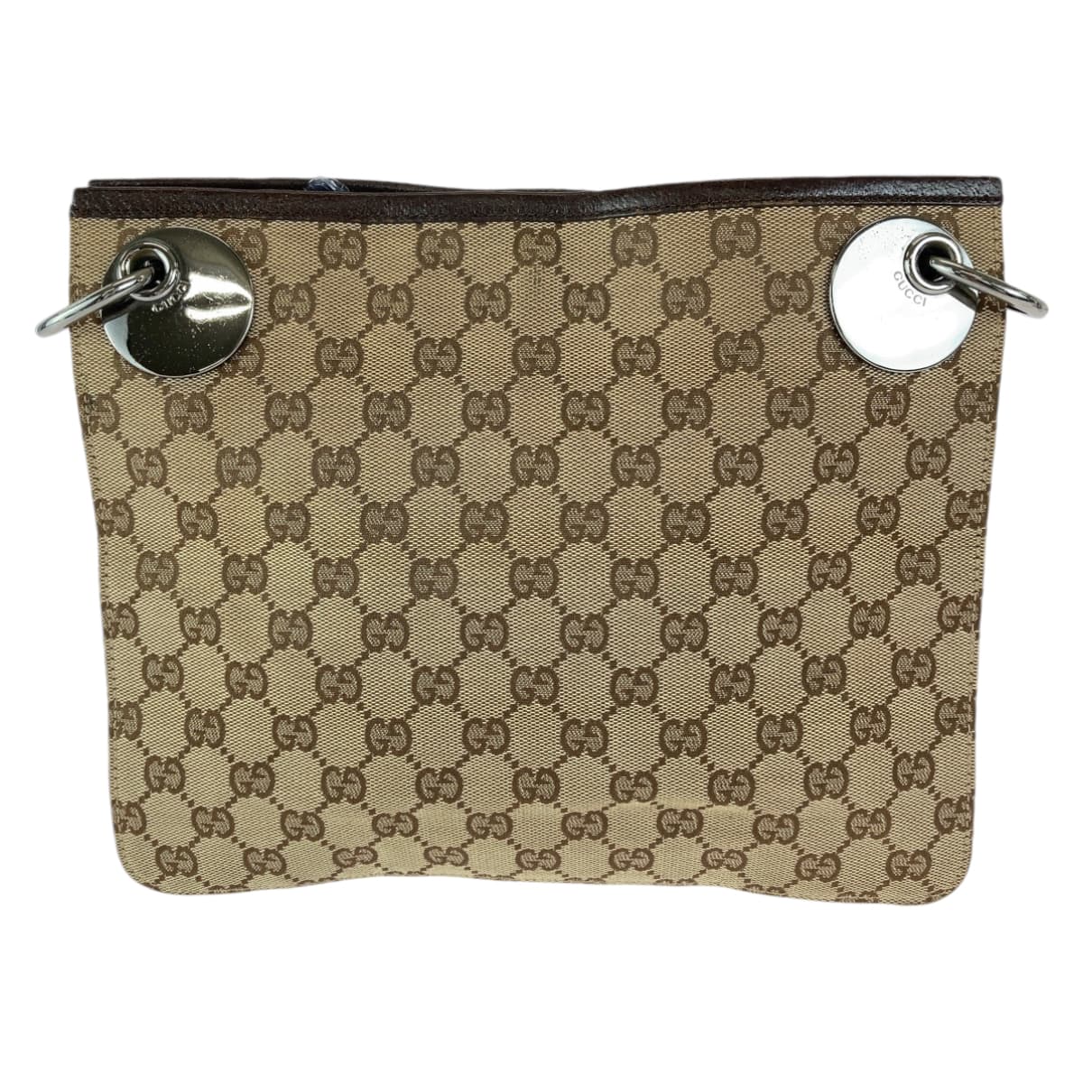 GUCCI Shoulder Bag 120841 GG canvas Brown Silver Metal Shoulder Bag Messenger bag Eclipse Women Used