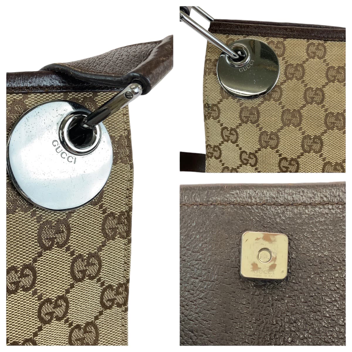 GUCCI Shoulder Bag 120841 GG canvas Brown Silver Metal Shoulder Bag Messenger bag Eclipse Women Used