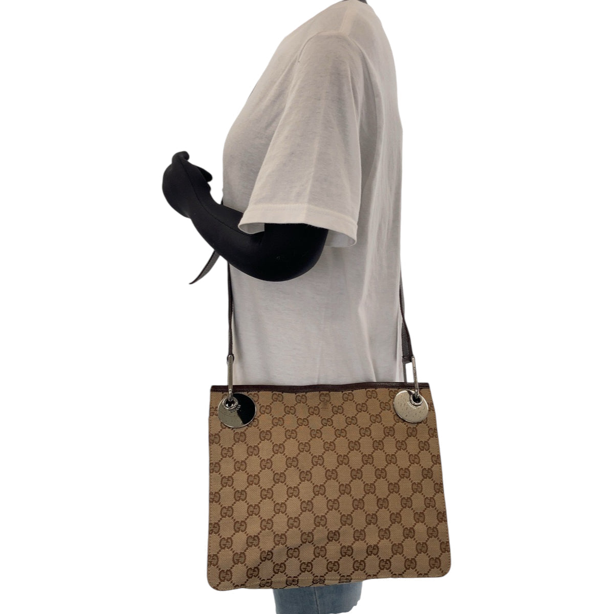 GUCCI Shoulder Bag 120841 GG canvas Brown Silver Metal Shoulder Bag Messenger bag Eclipse Women Used