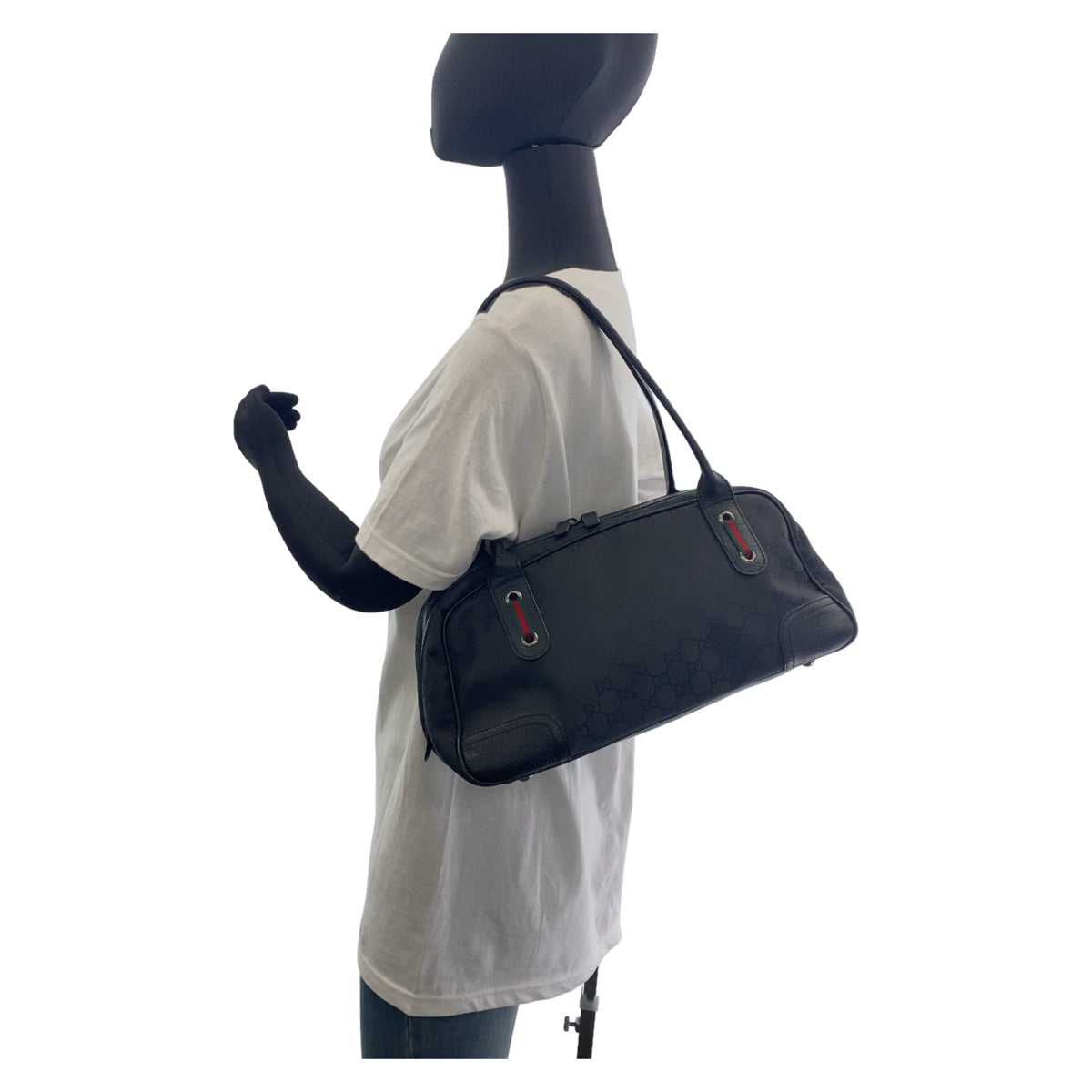 GUCCI Shoulder Bag 293594 Nylon, Leather Black Silver Metal Shoulder Bag handbag Sherry line Women Used