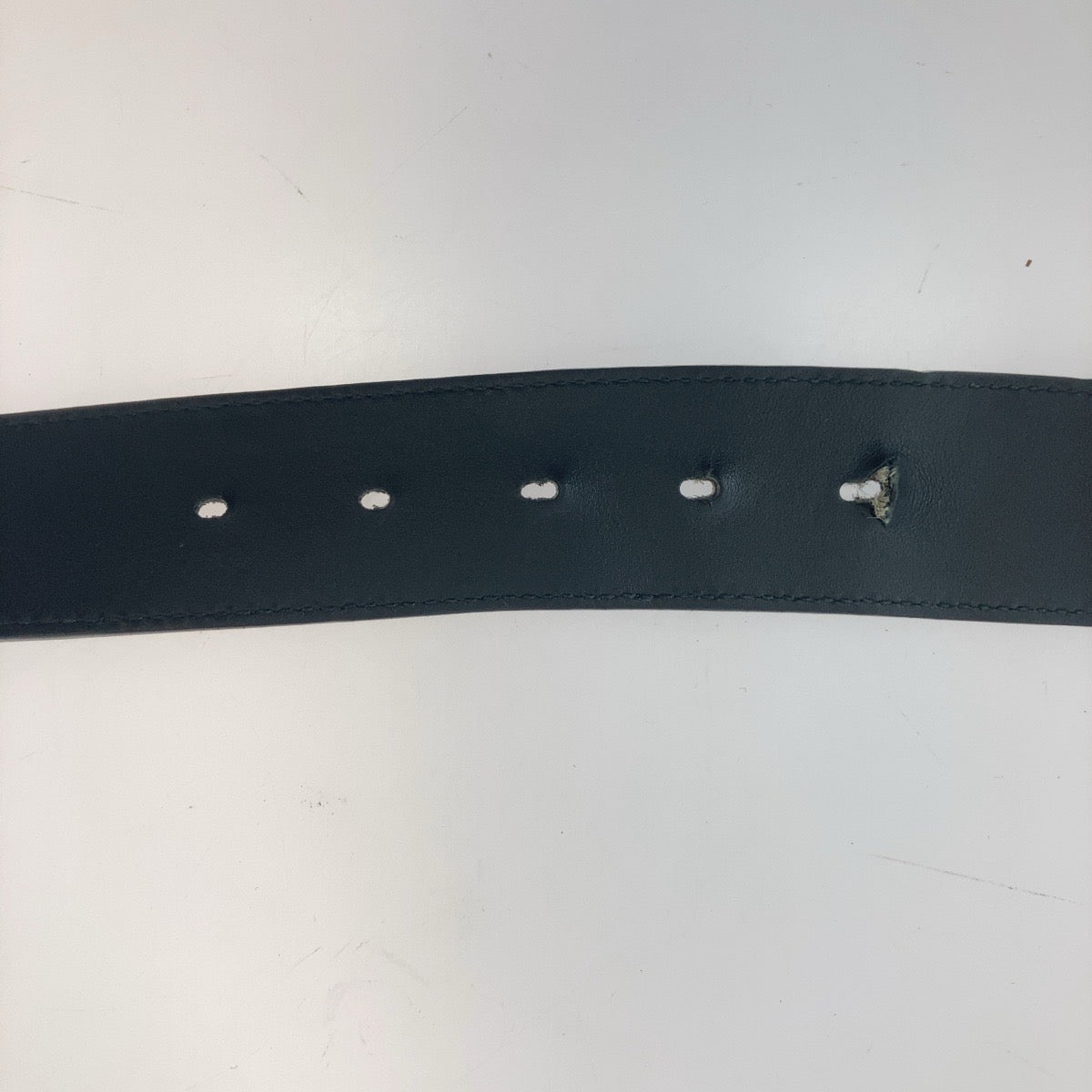 GUCCI belt 400593 leather Black Gold Metal GG Marmont mens 30 Used