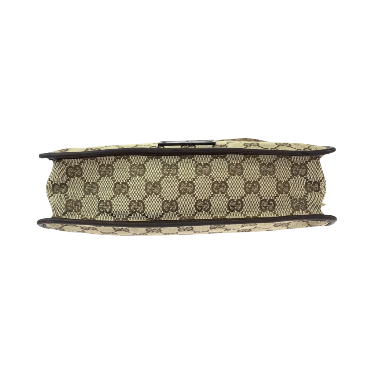GUCCI Shoulder Bag 91762 GG canvas Beige Brown Gold Metal Shoulder Bag pochette Plate charm Women Used