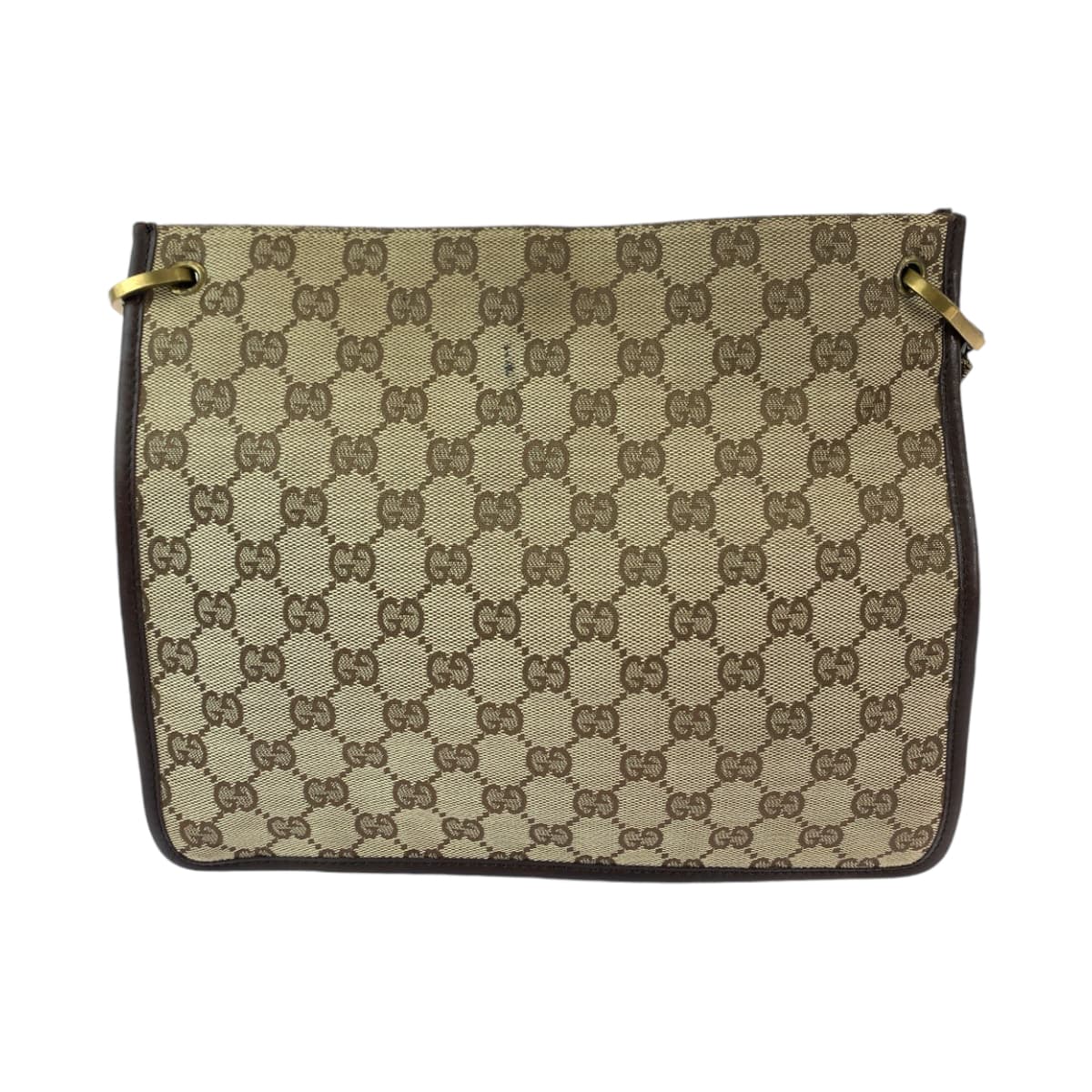 GUCCI Shoulder Bag 91762 GG canvas Beige Brown Gold Metal Shoulder Bag pochette Plate charm Women Used