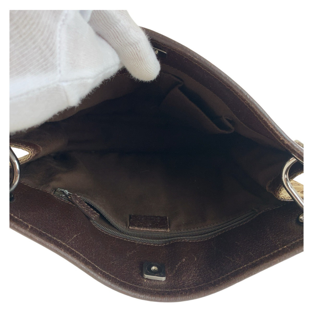 GUCCI Shoulder Bag 120841 GG canvas, leather Brown Silver Metal Shoulder Bag pochette Women Used