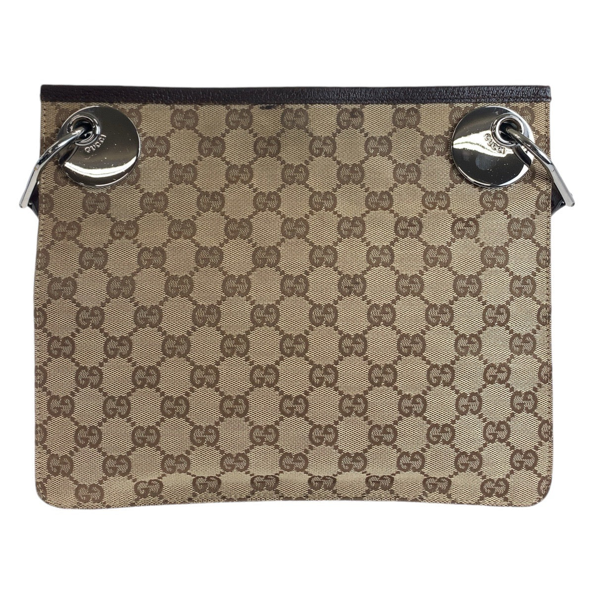 GUCCI Shoulder Bag 120841 GG canvas, leather Brown Silver Metal Shoulder Bag pochette Women Used