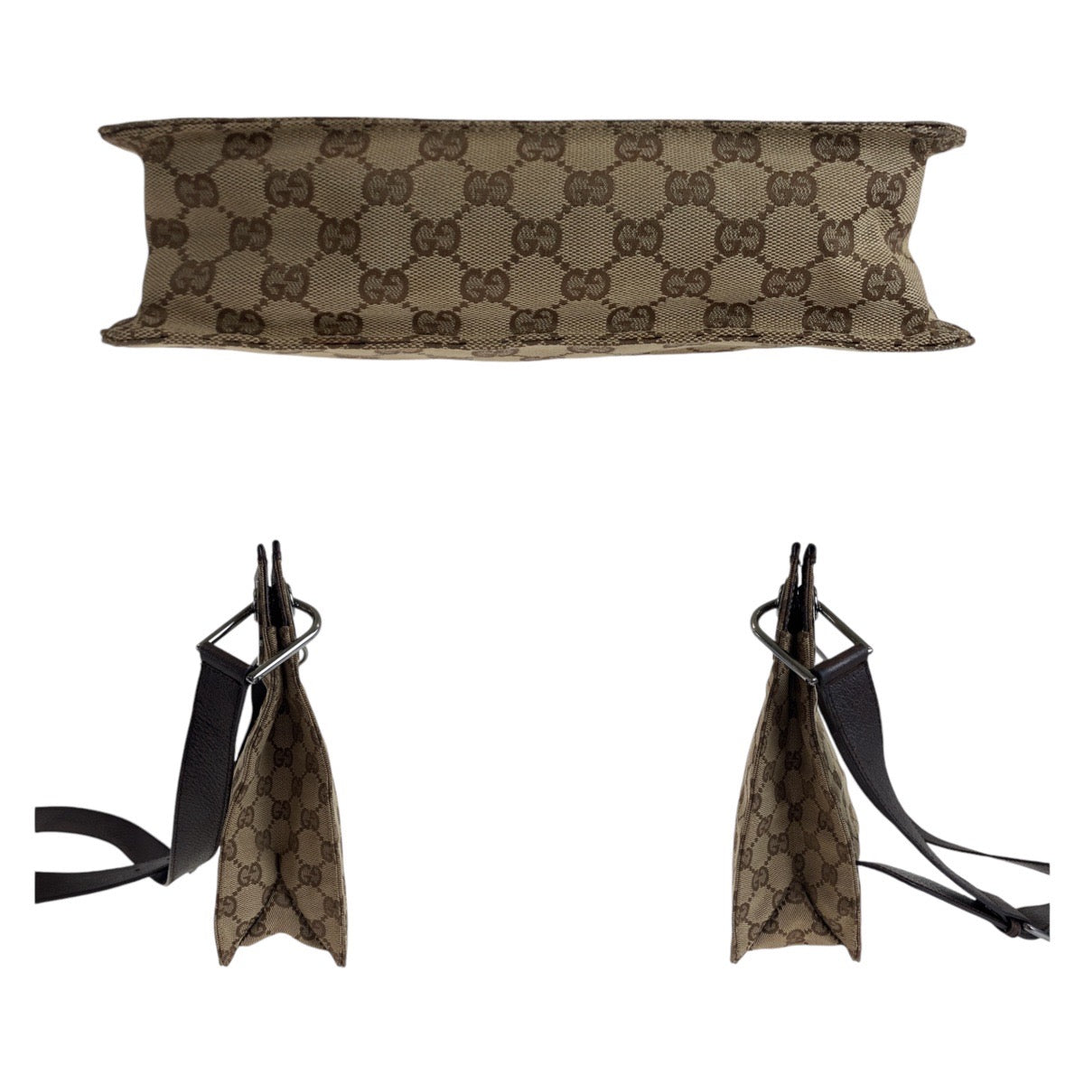 GUCCI Shoulder Bag 120841 GG canvas, leather Brown Silver Metal Shoulder Bag pochette Women Used
