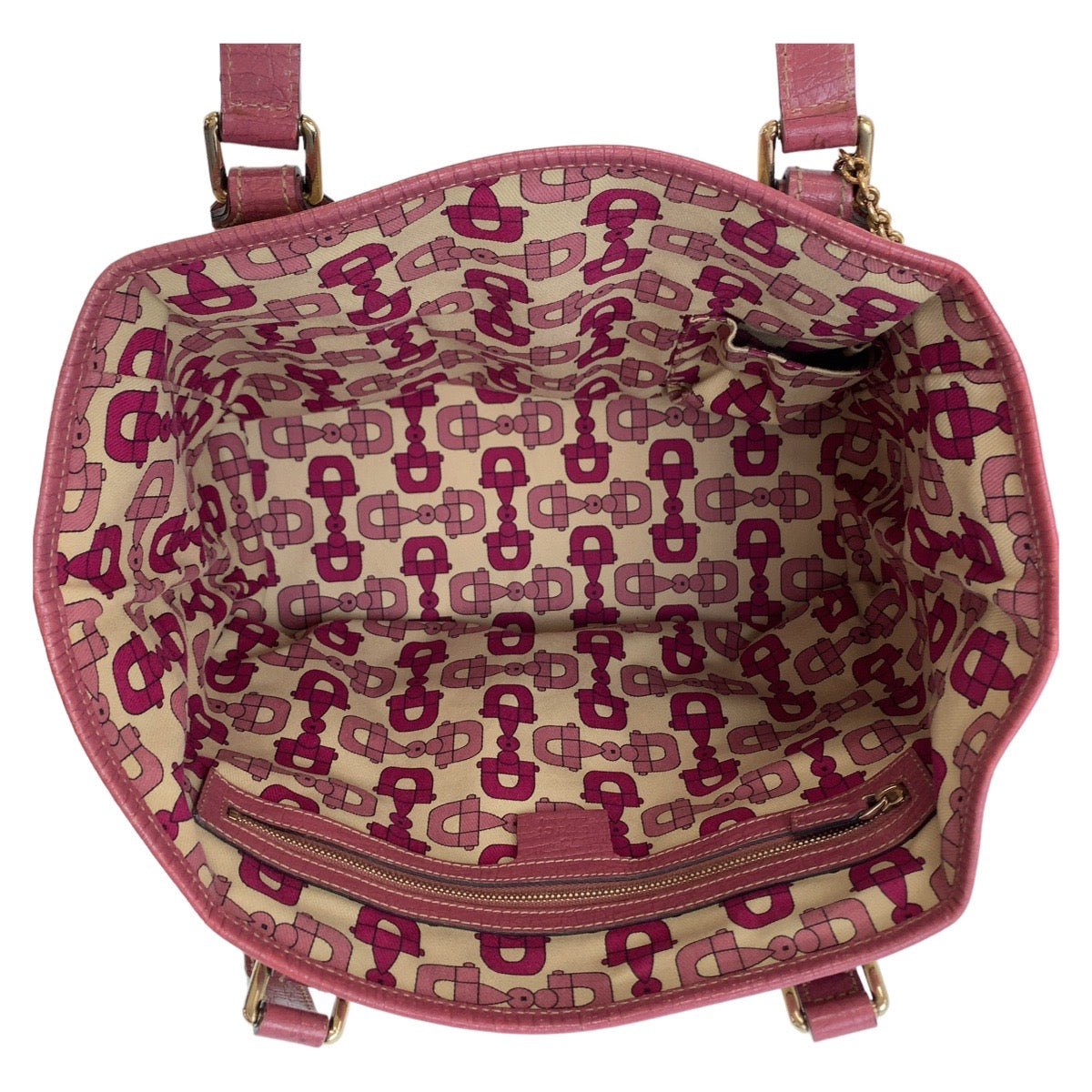 GUCCI Tote Bag 137396 GG canvas, leather Beige Pink Gold Metal Tote Bag Handbag Shoulder Bag Sherry GG pattern Women Used