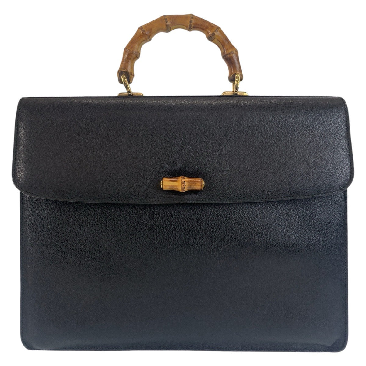 GUCCI Business bag 015.1046.3304 leather Black GoldMetal Business bag briefcase A4 compatible Bamboo Old Gucci mens Used
