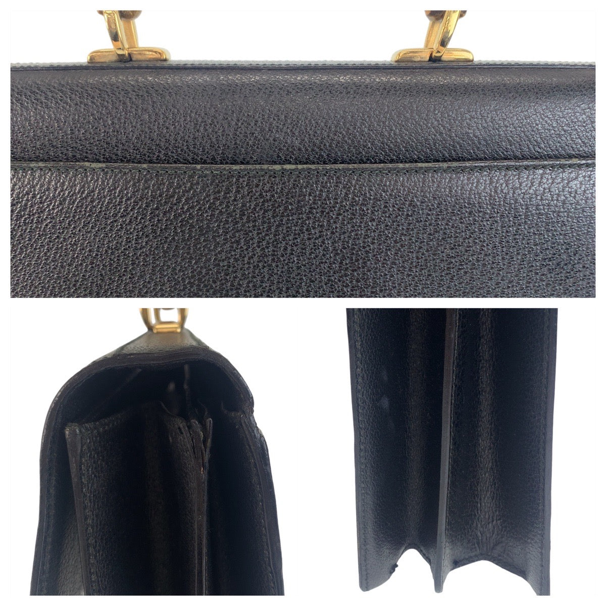 GUCCI Business bag 015.1046.3304 leather Black GoldMetal Business bag briefcase A4 compatible Bamboo Old Gucci mens Used