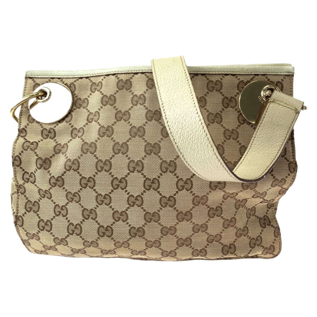 GUCCI Shoulder Bag 120841 GG canvas Brown Beige Gold Metal Shoulder Bag Crossbody Women Used