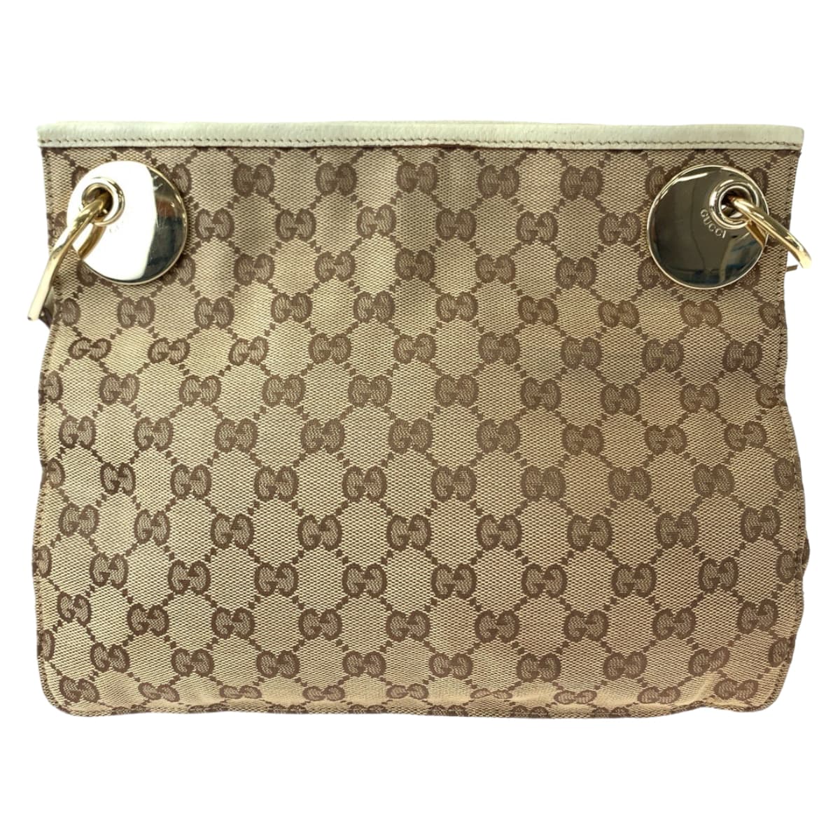 GUCCI Shoulder Bag 120841 GG canvas Brown Beige Gold Metal Shoulder Bag Crossbody Women Used