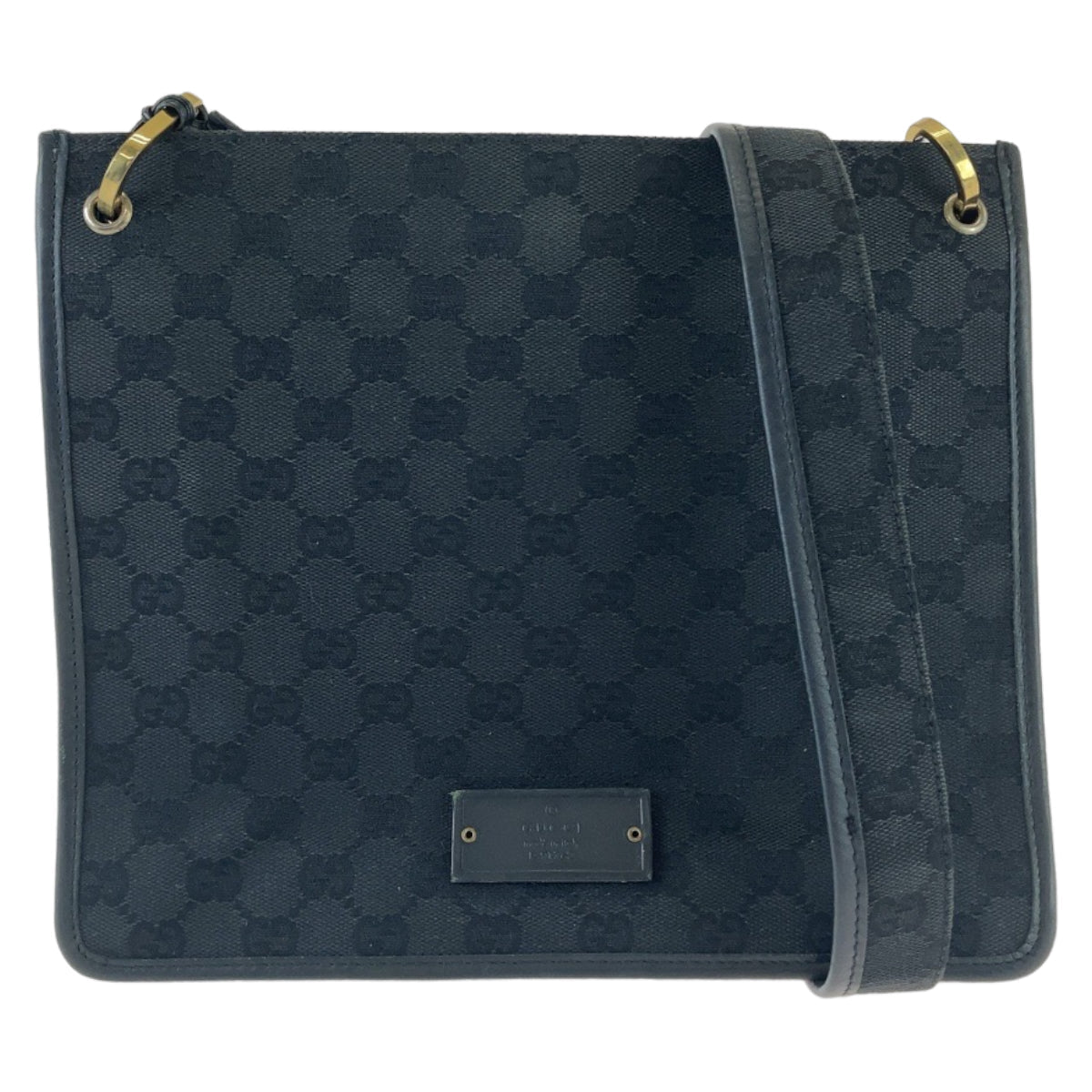 GUCCI Shoulder Bag 91762 GG canvas, leather Black Gold Metal Crossbody Shoulder Bag Pochette mens Used