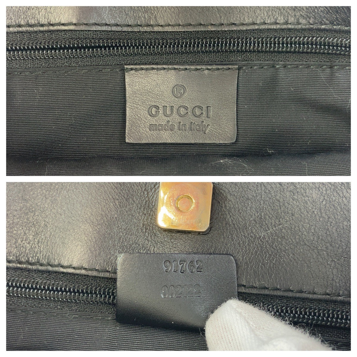 GUCCI Shoulder Bag 91762 GG canvas, leather Black Gold Metal Crossbody Shoulder Bag Pochette mens Used