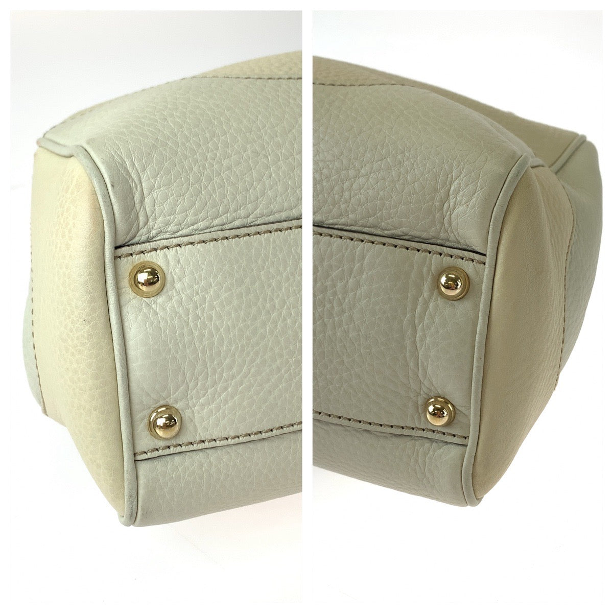 GUCCI Shoulder Bag 308360 leather Ivory Brown Gold Metal Shoulder Bag handbag Bamboo Women Used