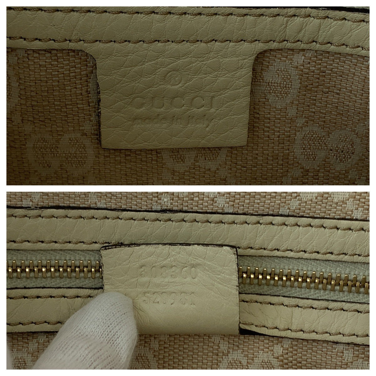 GUCCI Shoulder Bag 308360 leather Ivory Brown Gold Metal Shoulder Bag handbag Bamboo Women Used