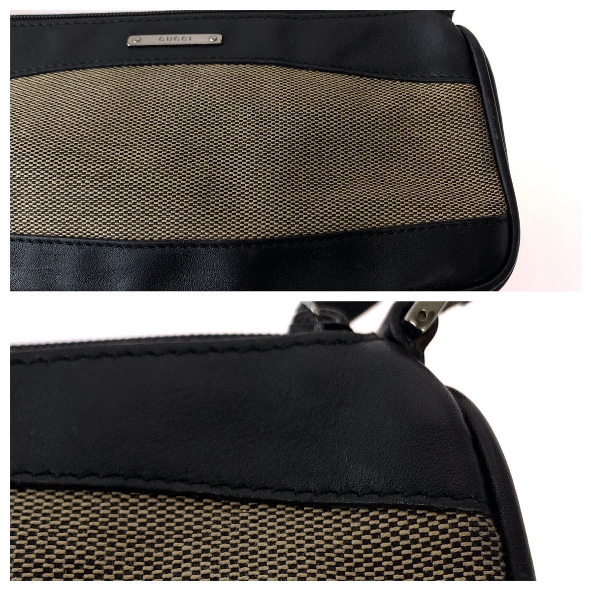 GUCCI Handbag 92820 Canvas, Leather Black Brown SilverMetal Handbag accessory pouch Women Used