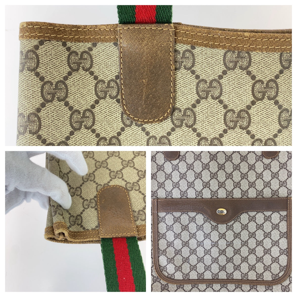 GUCCI Tote Bag 120 02 003 GG Supreme canvas, leather Brown Silver Metal Tote Bag Shoulder Bag Unisex A4 Storage Old Gucci Shelly Line Interlocking Women Used