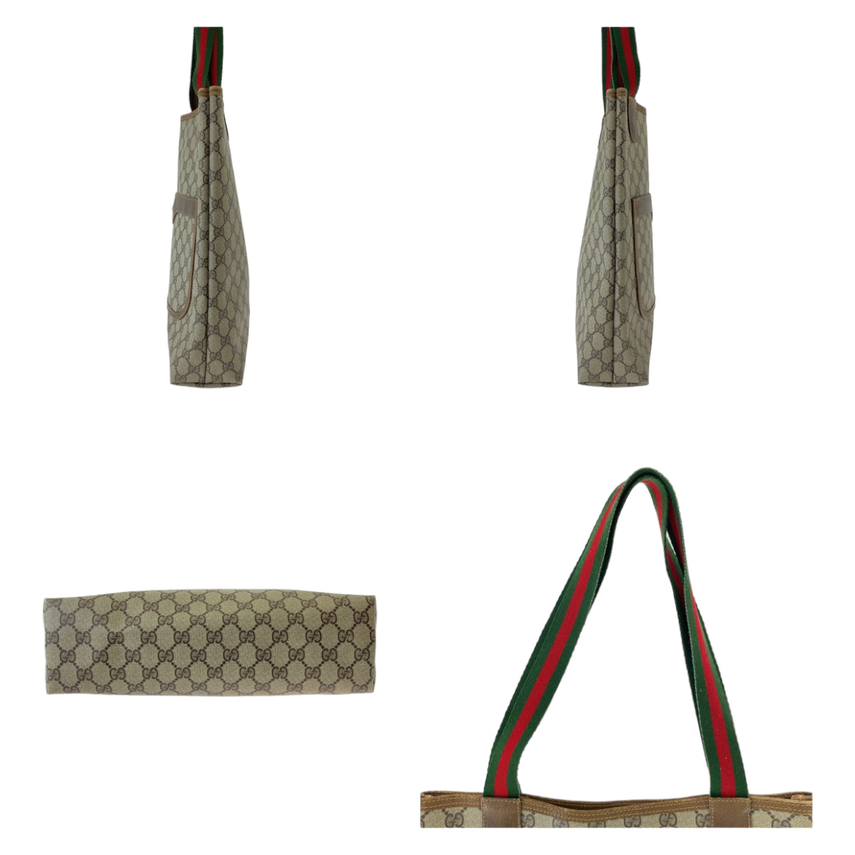 GUCCI Tote Bag 120 02 003 GG Supreme canvas, leather Brown Silver Metal Tote Bag Shoulder Bag Unisex A4 Storage Old Gucci Shelly Line Interlocking Women Used