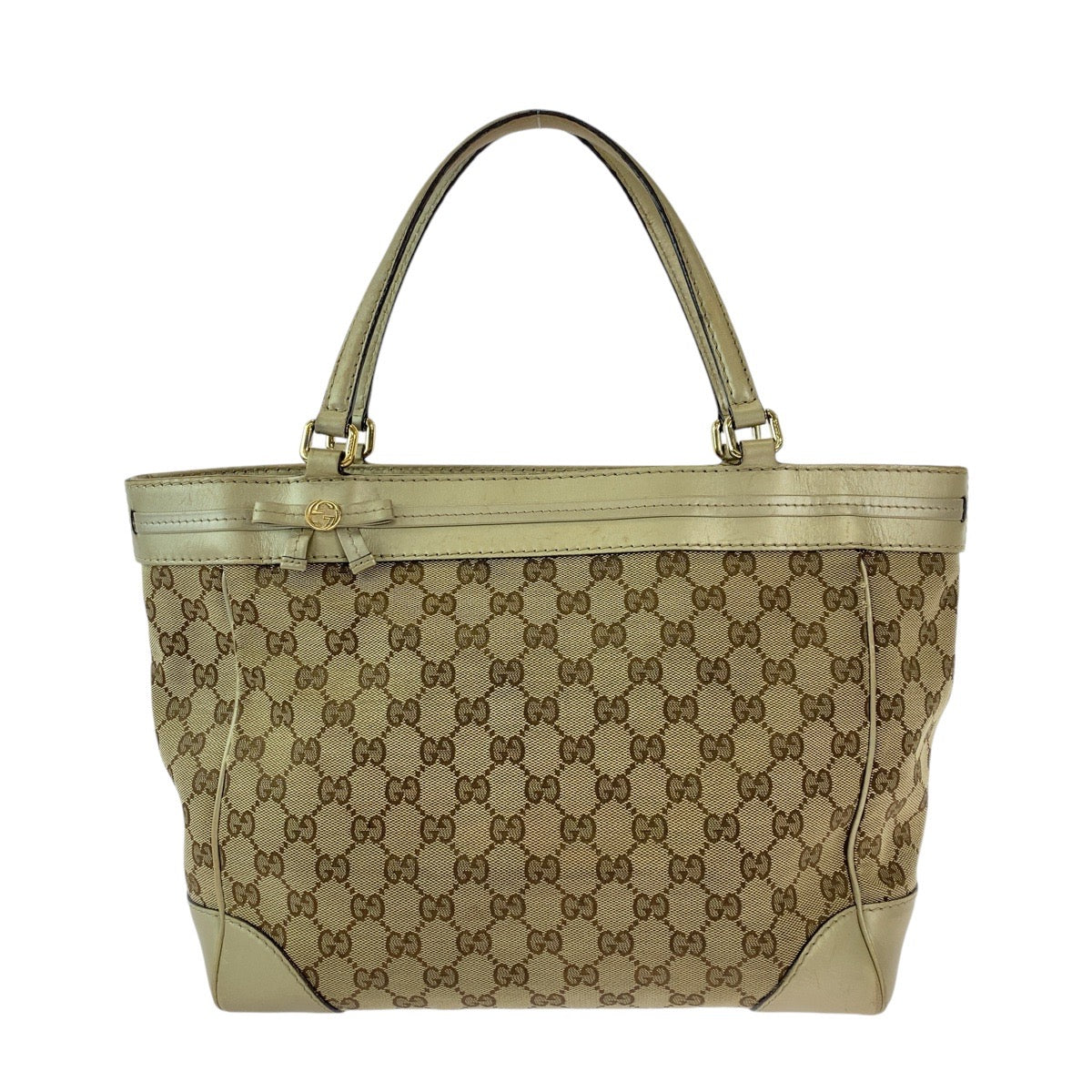 GUCCI Tote Bag 257061 GG canvas, leather Beige Gold GoldMetal Tote Bag Shoulder Bag Mayfair Women Used