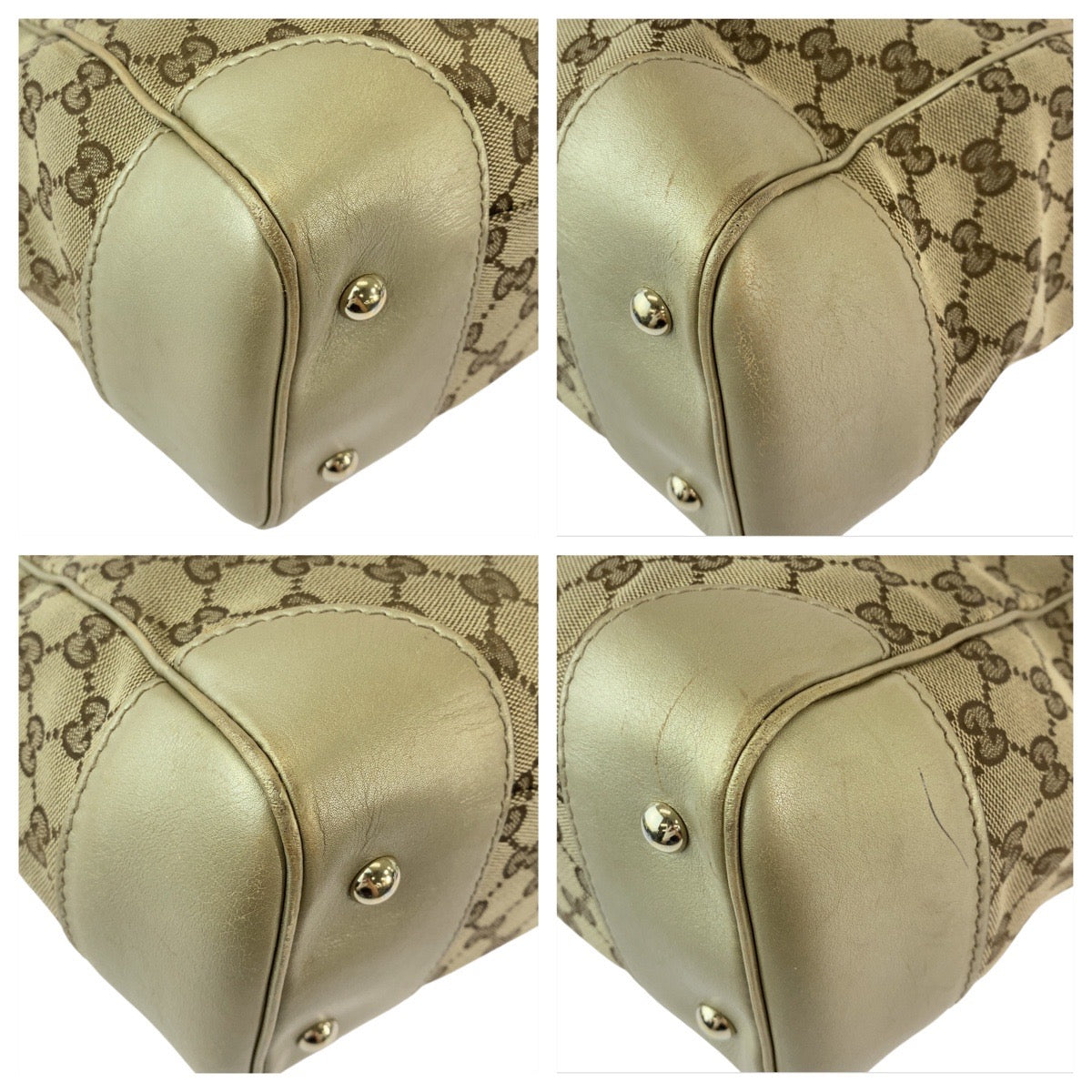 GUCCI Tote Bag 257061 GG canvas, leather Beige Gold GoldMetal Tote Bag Shoulder Bag Mayfair Women Used