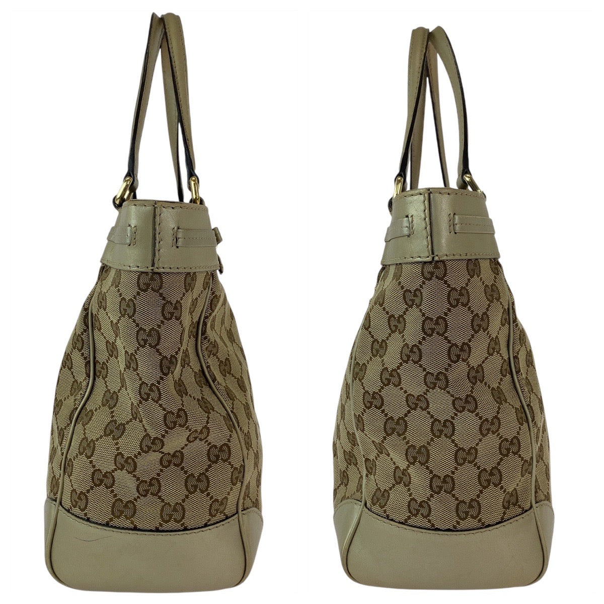 GUCCI Tote Bag 257061 GG canvas, leather Beige Gold GoldMetal Tote Bag Shoulder Bag Mayfair Women Used