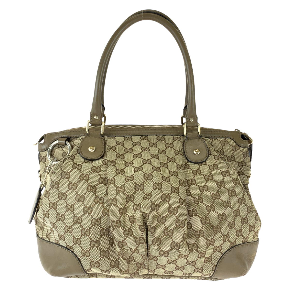 GUCCI Tote Bag 285730 GG canvas Brown Gold Metal Tote Bag Shoulder Bag Handbag Sukey Women Used